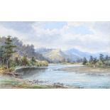 William George Baker (1864 - 1929), watercolour, New Zealand river scene near Silverstream,