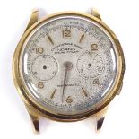 NORINA - a gold plated chronograph mechanical wristwatch head, gilded Arabic numerals and 2