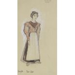 H Tabarro, watercolour, theatrical costume design for the Royal Opera House Covent Garden, signed,