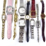 Various wristwatches, including Diamond Aqua Master, Raymond Weil, and Gucci (10)