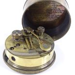 A Stanley brass-cased surveyor's level, dated 1911, diameter 8cm