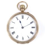 A 9ct gold open-face top-wind fob watch, by Harry Douglas of Stourbridge, white enamel dial with
