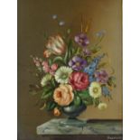 Francesca, oil on board, Dutch style still life, signed, 20" x 14", framed