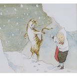 Gillian McClure (born 1948), watercolour illustration from Tom Finger, 7.5" x 8", and Belinda