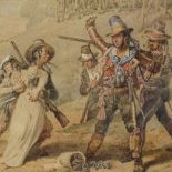 Attributed to Denis Dighton (1792 - 1827), watercolour, Banditti accosting a lady, unsigned, with