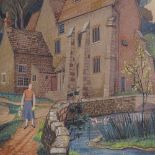 Dorothy K Thick, watercolour, a country house, signed and dated 1935, 15" x 11", unframed