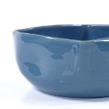 Ault Pottery, 1930s square form bowl, pale blue glaze, 18cm across