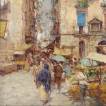 Italian School, oil on board, Naples street scene, indistinctly signed, 18" x 12", framed