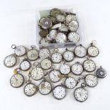 A large quantity of various silver-cased pocket and fob watches (approx 50)