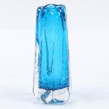 Whitefriars kingfisher blue cased Controlled Bubble design vase, by Geoffrey Baxter circa 1972,