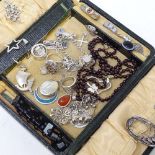 Various silver and stone set jewellery, including micromosaic brooch