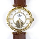 EMPRESS - a lady's gold plated Valois automatic wristwatch, stone set sunburst mother-of-pearl