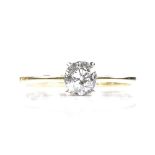 An 18ct gold 0.89ct solitaire diamond ring, size S, 2.9g