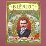 The Bleriot Monoplane July 1909, a set of 3 printed and gilded commemorative cards produced for