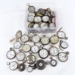 A large quantity of various silver-cased pocket and fob watches (approx 50)