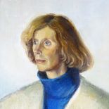 Oil on canvas, portrait of a woman thought to be Virginia Woolf, unsigned, 26" x 20", framed
