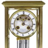 A 19th century brass-cased 4-glass regulator clock, enamelled dial signed Metcalf, 19 Cockspur