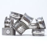 8 various silver napkin rings, 4.7oz total (8)