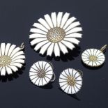 Georg Jensen and Anton Michelsen Danish sterling silver-gilt and white enamel daisy pattern