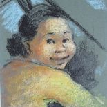 Peter Harris (1923 - 2009), pastel, portrait of a child, signed with monogram, dated 1959, 14.5" x