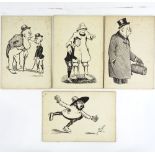 L Colburne, 4 pen and ink caricature studies, including Winston Churchill, 10.5" x 7", unframed
