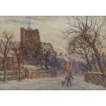 Francis Tighe, watercolour, St Clements Church Hastings, 1928, signed, 9" x 13", framed