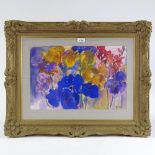 Redmayne, watercolour, flowers, 13" x 20", framed
