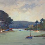 Pierre Plouhinec (1907-1984), oil on canvas, Continental river scene, signed and dated 1962...
