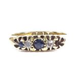 An 18ct gold 5-stone graduated sapphire and diamond half-hoop ring, hallmarks Chester 1918,