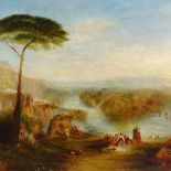 Major C G Pritchard RGA, oil on canvas, Classical landscape, original label on stretcher, 24" x 36",