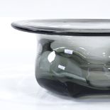 A Whitefriars heavy lobed glass bowl in pewter, designed by James Hogan before 1946, diameter 24.5cm
