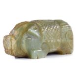 A Chinese carved jade pig, length 9cm