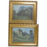 L G Oliver, pair of oils on canvas, Scottish scenes, 1926, information verso, 11" x 14", framed