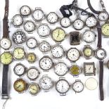 A large quantity of various silver-cased wristwatches and wristwatch cases, including Longines and