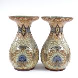 Frank Butler for Doulton Lambeth, a pair of large stoneware vases with incised and painted