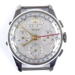 DOXA - a stainless steel triple-calendar chronograph mechanical wristwatch, silvered dial with