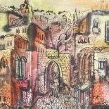 Yossi Stern (1923 - 1992), ink and watercolour, Jerusalem, 15.5" x 19", framed