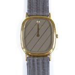 FAVRE-LEUBA - a gold plated quartz wristwatch, silvered striped stone set dial, model no. 372,