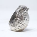 An Edwardian novelty silver chick pin cushion, by Sampson Mordan & Co Ltd, hallmarks Chester 1907,