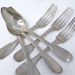3 French silver dinner forks, and 3 matching dinner spoons, length 21.5cm, 17oz total (6)