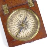 An 18th century mahogany-cased and brass-mounted compass, case width 8cm