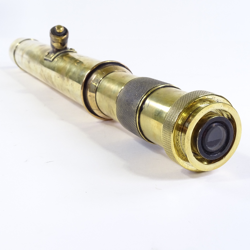 A First War Period brass-cased 2" military gun sight telescope by W Ottway & Co of Ealing, dated - Image 3 of 3