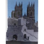 Robert Tavener, linocut print, York Minster, signed in pencil, no. 41/75, image size 25" x 18",