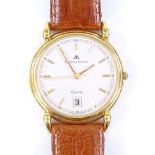 MAURICE LACROIX - a gold plated quartz wristwatch, cream dial with gilded baton hour markers and