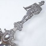 A large Hanau silver spoon, with cast-silver Napoleon handle, by Berthold Muller, import marks