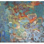 Bernard Carolan, oil on board, abstract, 1975, 16" x 25", framed