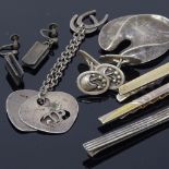 Various silver jewellery, including cufflinks, tie clips etc (7)