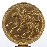 A 1973 Isle of Man gold full sovereign