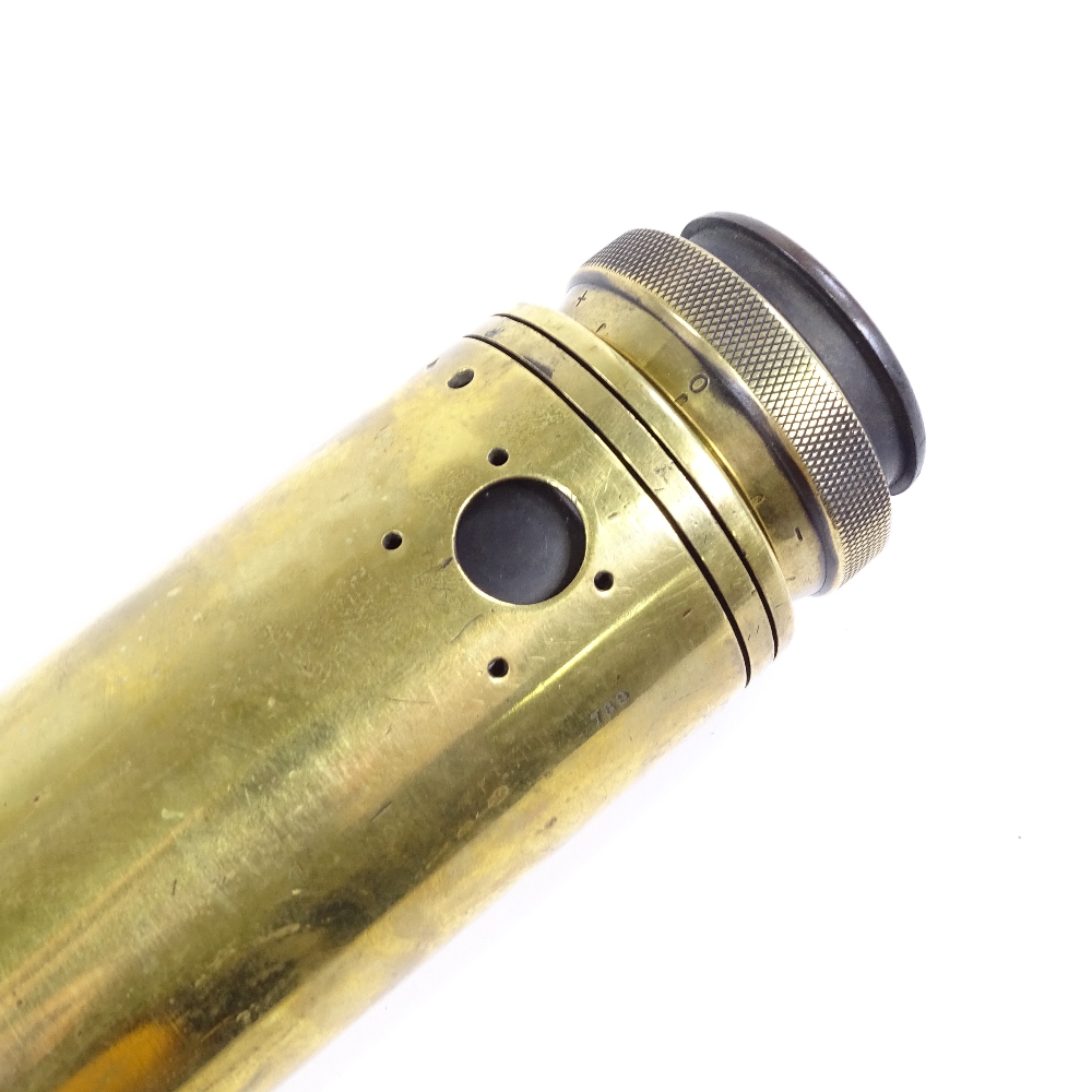 A First War Period brass-cased 2" military gun sight telescope by W Ottway & Co of Ealing, dated - Image 2 of 3