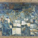 Wendy Yeo, oil on board, the orchestra, artist's label verso, 24" x 32", framed